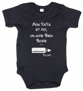 Body Bébé Bio "Avec Papa Algérien" - Cadeau Naissance Drôle - Manches Courtes - 100% Coton
